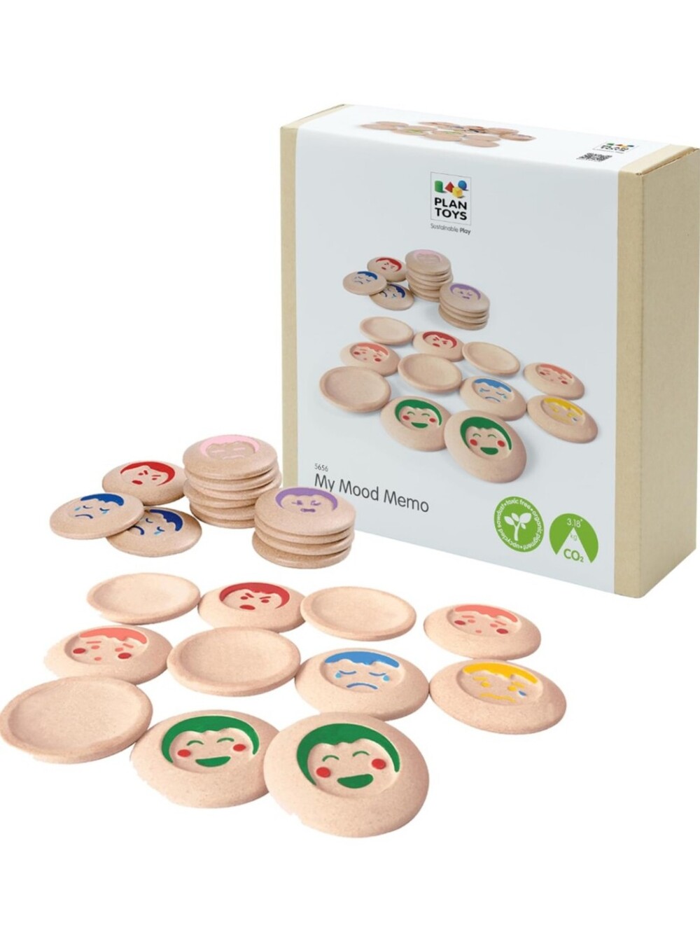 PlanToys Game Wooden Natural Montessori My Mood Memo Emotional Recognition 5656